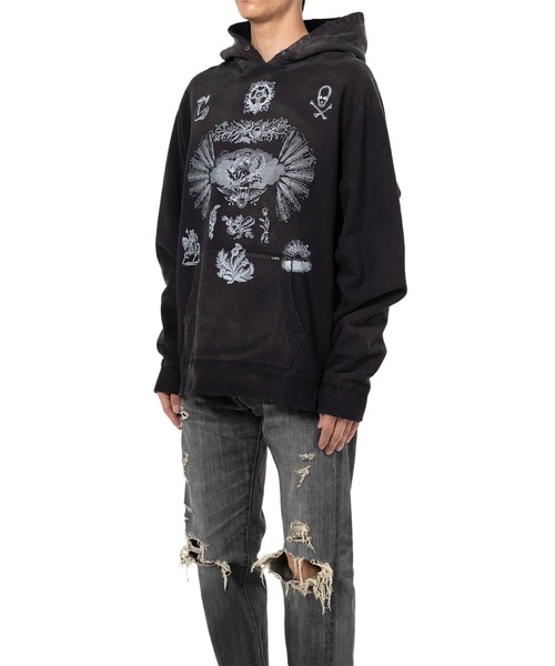 KAMIYA パーカー “ADVERTISING ART” Distressed Sweat Hoodie メンズ