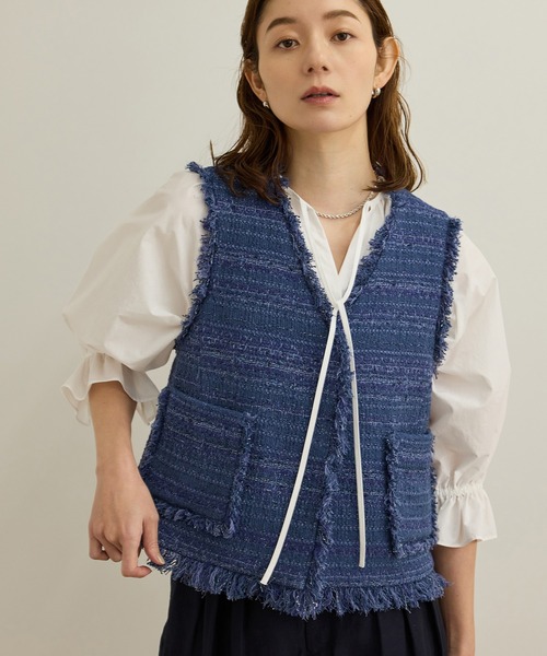 ベスト ジレ 「GIOLICA（ジオリカ）」別注TWEED V GILET（ジレ） レディース