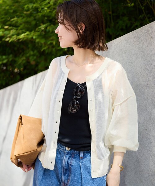 ★専用★新品　SLOBE IENA シアーラミーカーディガン　白 SLOBE IENA カーディガン シアーラミーカーディガン レディース