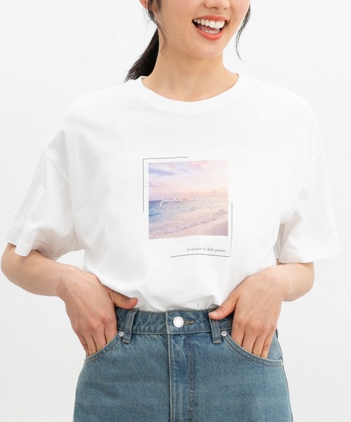 tシャツ フォトプリントTシャツ レディース Honeys tシャツ 「UVカット」フォトプリントTシャツ