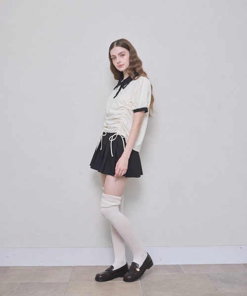 ギャザーリボンポロトップ レディース Lallana ギャザーリボンポロトップ レディース : ZOZOTOWN Yahoo