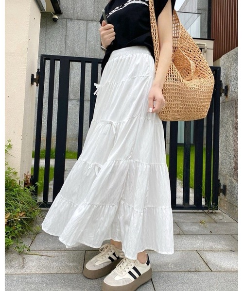 FUNdaysion スカート フロントリボンティアードスカート : ZOZOTOWN