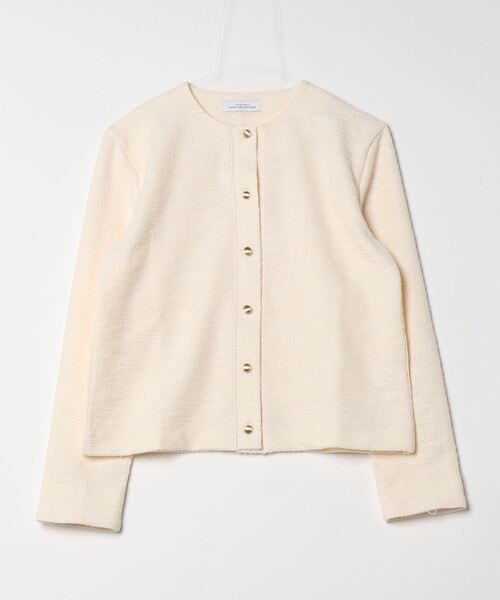 green label relaxing ツイード ノーカラージャケットホワイト green label relaxing（グリーンレーベルリラクシング） ツイード