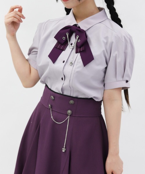 axes femme（アクシーズ ファム） ブラウス シャツ ハトメ×チェーン付