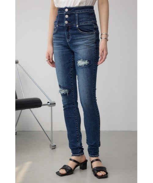 【美品】マメ ハイウエストリボンデニム AZUL BY MOUSSY ジーンズ デニム デニムパンツ DENIM ハイ
