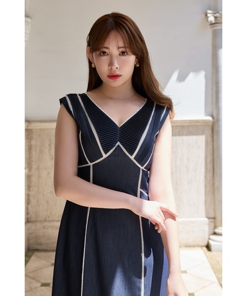 ワンピース Lace Trimmed Chambray Dress Her lip to ワンピース Lace Trimmed Chambray Dress : ZOZOTOWN