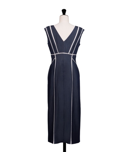 ワンピース Her lip to La Brea Bow-Tie Dress Her lip to ワンピース Lace Trimmed Chambray Dress : ZOZOTOWN