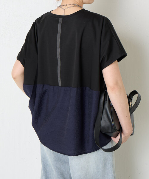 tシャツ 「大人の切替Ｔ」バックラインシルケットカットソー レディース Jena espace merveilleux tシャツ 「大人の切替T」バックライン