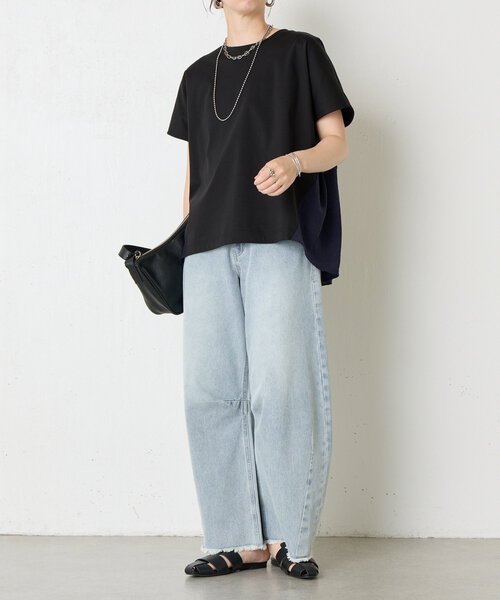 tシャツ 「大人の切替Ｔ」バックラインシルケットカットソー レディース Jena espace merveilleux tシャツ 「大人の切替T」バックライン