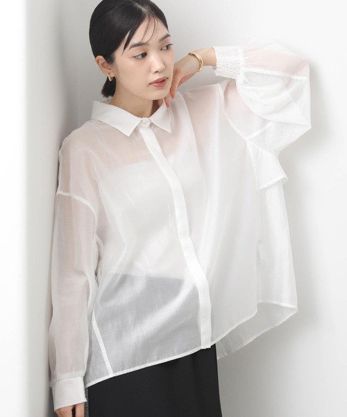 最終値下げ 新品GreadyBrilliant シアー刺繍クロップドブラウス Gready Brilliant ブラウス シャツ シアーバックフリルシャツ