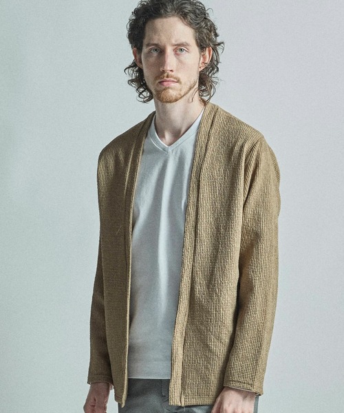 BANANA REPUBLIC」 ボーダー柄ニットカーディガン S グレー メンズ