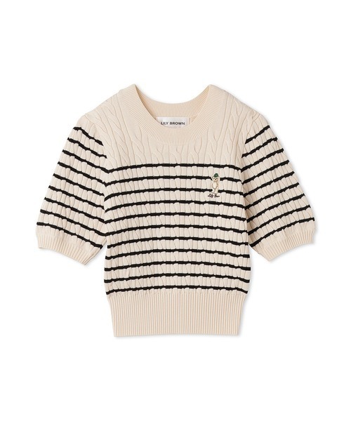 【新品未使用】LILY BROWN 半袖ニットトップス LILY BROWN 「LILY BROWN」 半袖ニット ONE SIZE イエロー