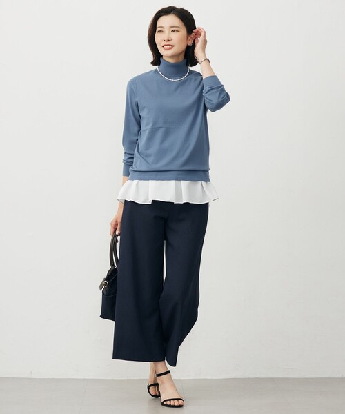 【新品】J.PRESS ジェイプレス レディース クロップドパンツ J.PRESS｜【洗える】Shineシャンブレーツイル クロップド パンツ
