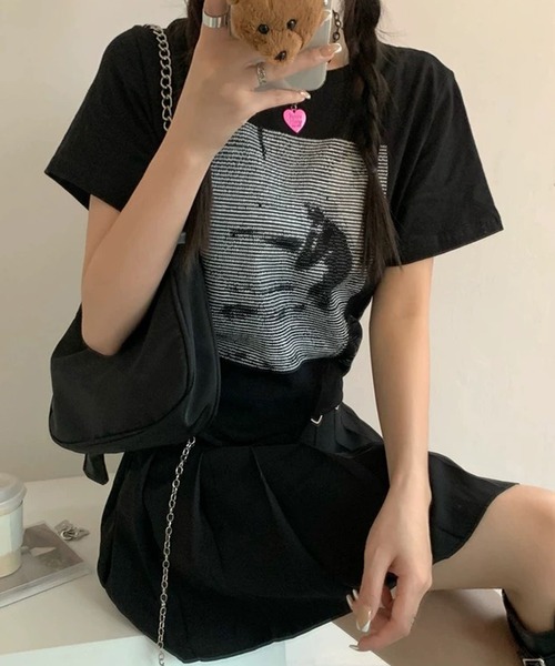 shopnikoniko（ショップにこにこ） tシャツ チビT 半袖 ショート丈