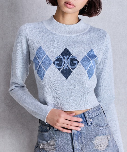 ニット セーター Symmetry GYDA アーガイルニットトップス レディース