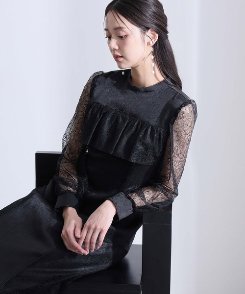 PourVous（プールヴー） パーティードレス ドレス ミモレ丈＆袖あり