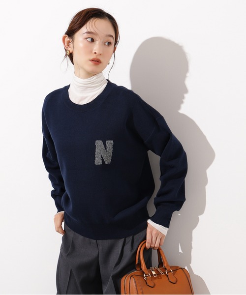 ニット セーター nuance logo knit / ニュアンスロゴニット レディース FREAK'S STORE ニット セーター MLBジャカードロゴニット