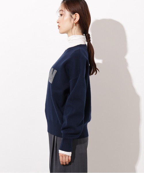 ニット セーター 「一部店舗限定」ロゴニット レディース 洗える/S-LL/ちくちくしにくい】優しい風合いの もこもこ