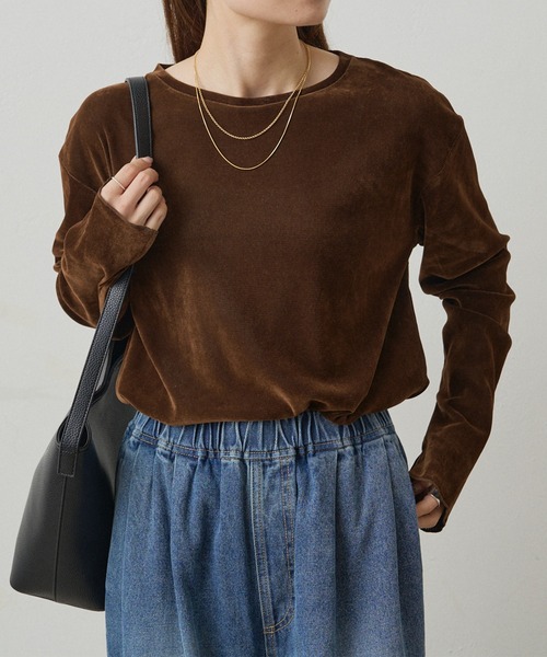 pual ce cin tシャツ ナイロンチュールベロアクルーネックカットソー