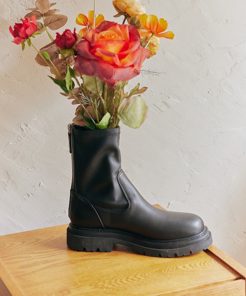 パラディクルール（PARADIS COULEUR）/25秋冬新作◆PARADIS COULEUR◆5．5cmヒール◆スクエアトウ撥水ショートブーツ PARADIS COULEUR（パラディクルール） ブーツ 「PARADIS COULEUR」防滑