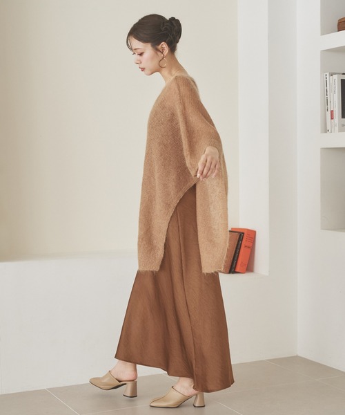 セットアップ poncho satin dress set up /ポンチョ サテン ドレス
