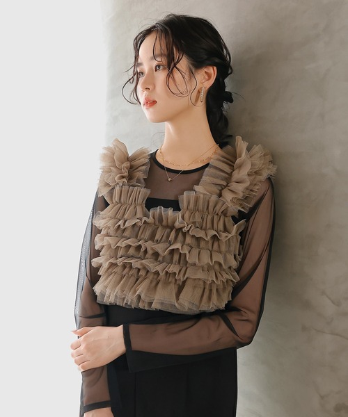 Kana パンツドレス チュールビスチェ ワイドパンツ オールインワン