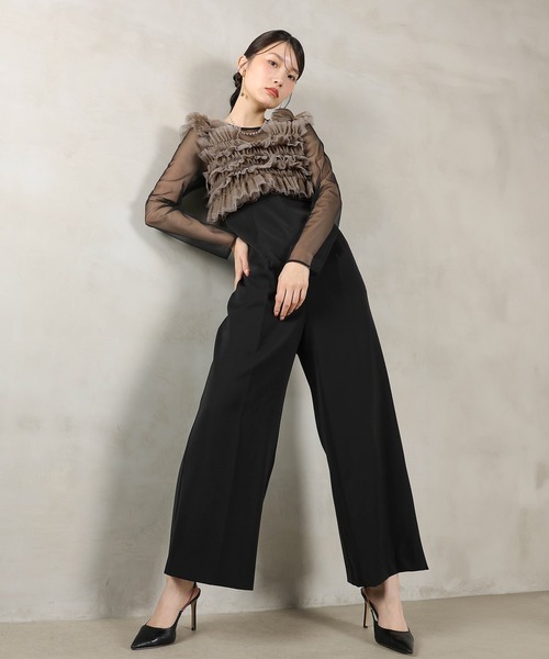 Kana パンツドレス チュールビスチェ ワイドパンツ オールインワン