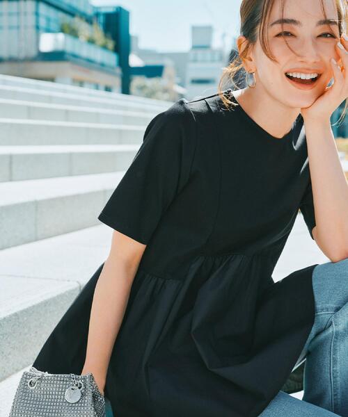 「OPAQUE.CLIP」 半袖チュニック 42 チャコールグレー レディース_画像3