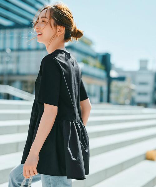 「OPAQUE.CLIP」 半袖チュニック 42 チャコールグレー レディース_画像4