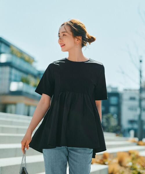 「OPAQUE.CLIP」 半袖チュニック 42 チャコールグレー レディース_画像5