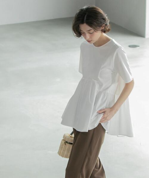 「OPAQUE.CLIP」 半袖チュニック 42 チャコールグレー レディース_画像7