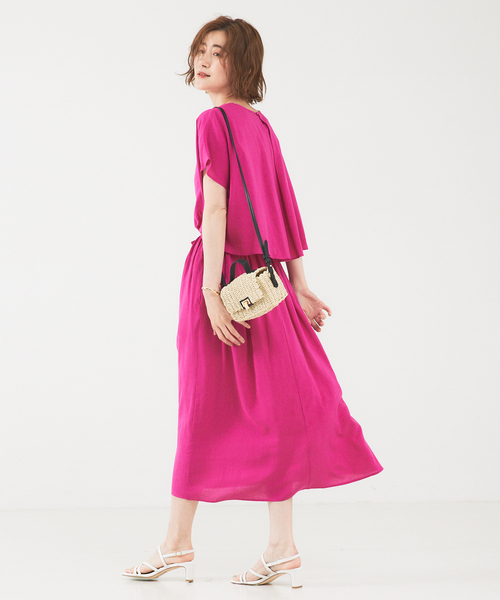 「abahouse mavie」 半袖ワンピース フリー ブルー レディース_画像3