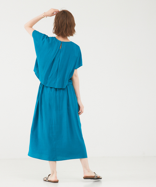 「abahouse mavie」 半袖ワンピース フリー ブルー レディース_画像9