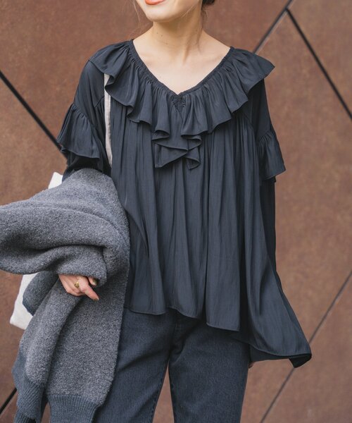 「Spick & Span」 7分袖ブラウス FREE ブラック レディース_画像9
