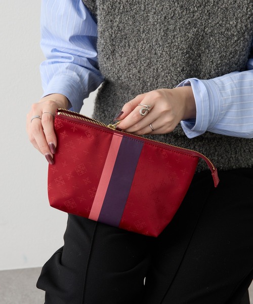 russet（ラシット） ポーチ ラインプリントポーチ M レディース