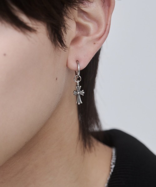 WYZ ピアス 「 金属アレルギー対応 」クロスデザイン フープピアス