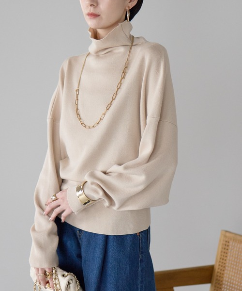 極美品 ブレンヘイム ウール ハイネックドルマンスリーブニット