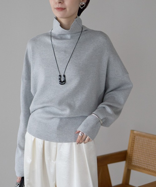 極美品 ブレンヘイム ウール ハイネックドルマンスリーブニット グレージュ系 each alchemist ニット セーター ハイネックドルマンスリーブニット