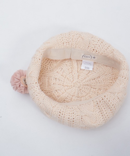 axes femme（アクシーズ ファム） 帽子 ベレー帽 コサージュ付きニット