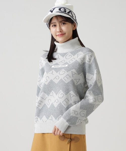 PEARLY GATES ストライプタートルネックシャツ 　5号　L 免税 店 安い PEARLY GATES ストライプタートルネックシャツ 5号 L