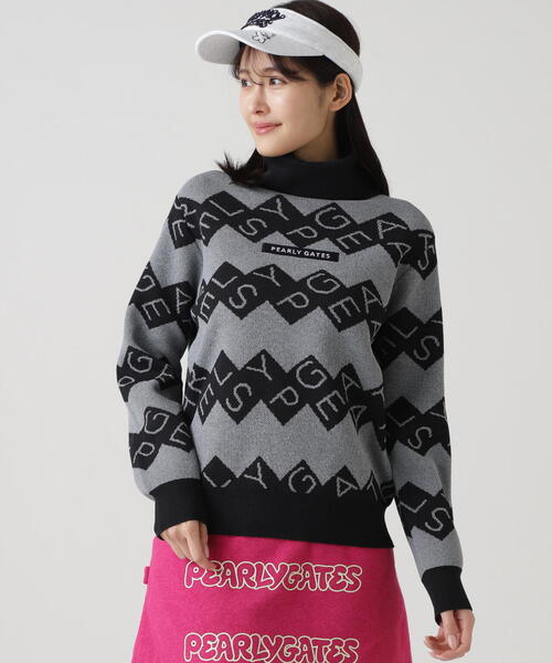 免税 店 安い PEARLY GATES ストライプタートルネックシャツ 5号 L
