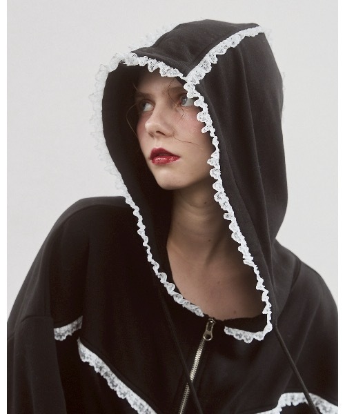 lilLilly（リルリリー） パーカー レースビッグフーディー レディース