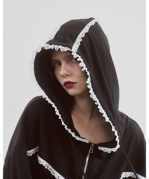 lilLilly（リルリリー） パーカー レースビッグフーディー レディース