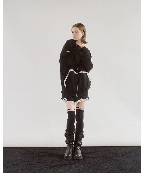 lilLilly（リルリリー） パーカー レースビッグフーディー レディース