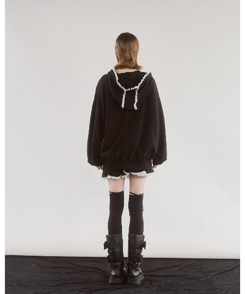 lilLilly（リルリリー） パーカー レースビッグフーディー レディース