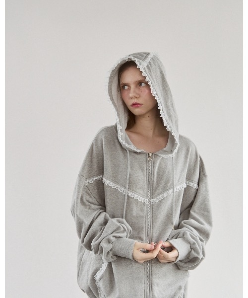 lilLilly（リルリリー） パーカー レースビッグフーディー レディース