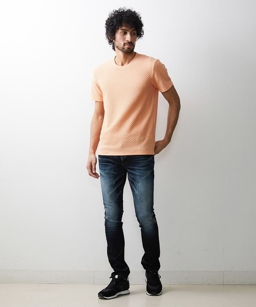 「MICHEL KLEIN HOMME 」 半袖Tシャツ LARGE ライトブルー メンズ_画像2