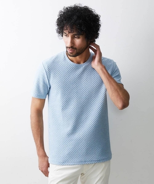 「MICHEL KLEIN HOMME 」 半袖Tシャツ LARGE ライトブルー メンズ_画像5