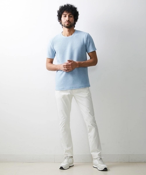 「MICHEL KLEIN HOMME 」 半袖Tシャツ LARGE ライトブルー メンズ_画像6
