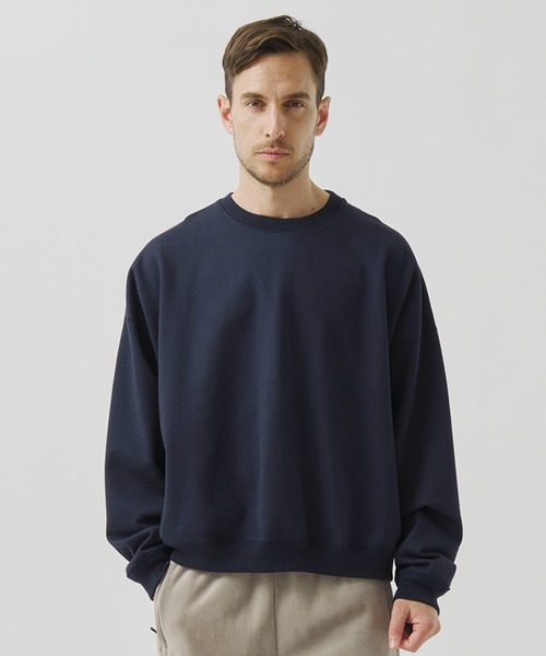 トレーナー スウェット 「MARKAWARE」HUGE SHORT SWEAT／スラックスに合う，360度美シルエットショートスウェット メンズの画像